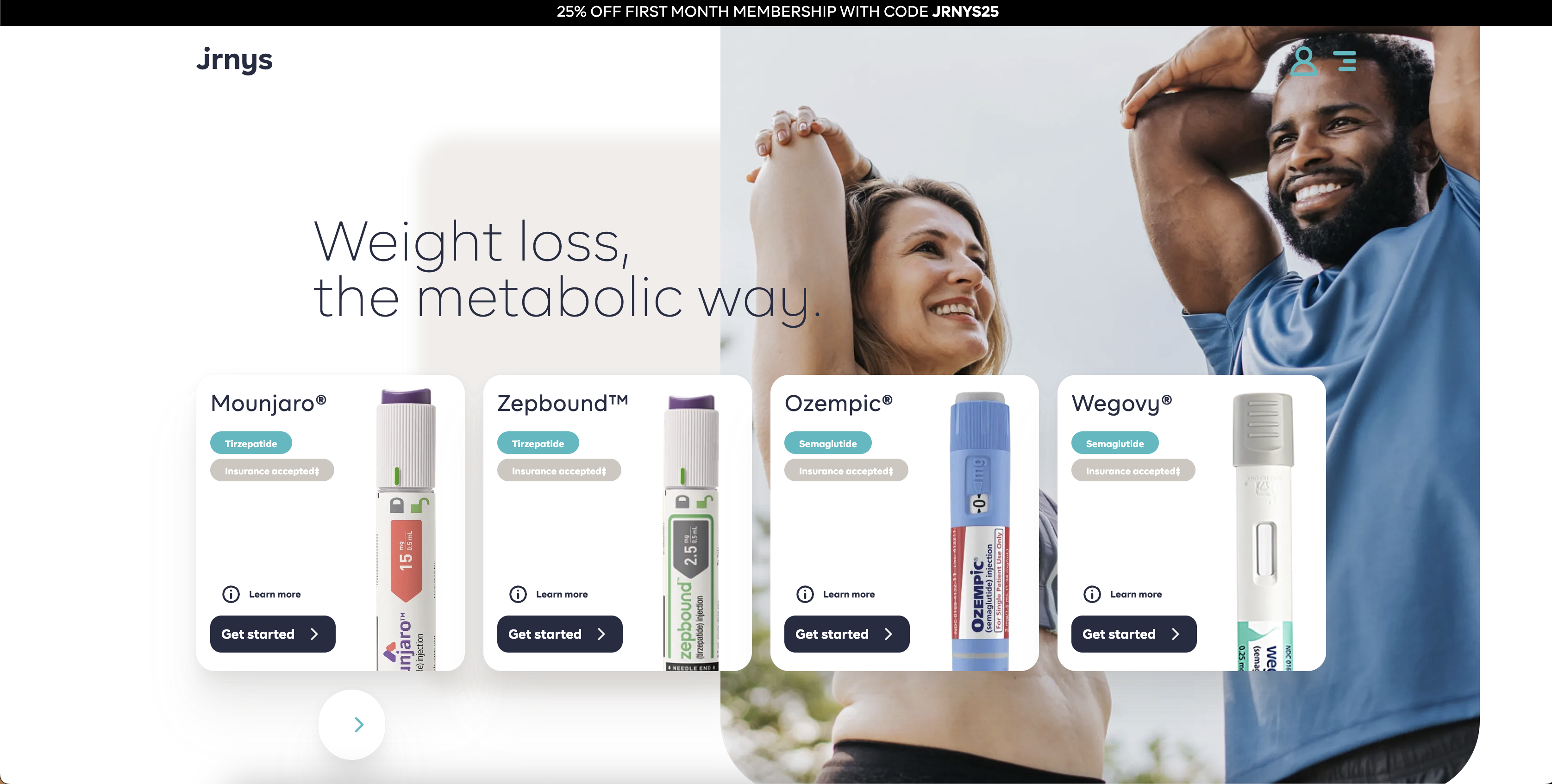 JRNYS Homepage — GLP-1 Weight Loss Provider
