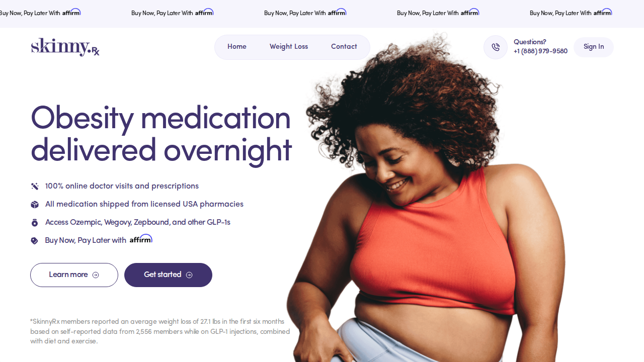 SkinnyRx Homepage — GLP-1 Weight Loss Provider
